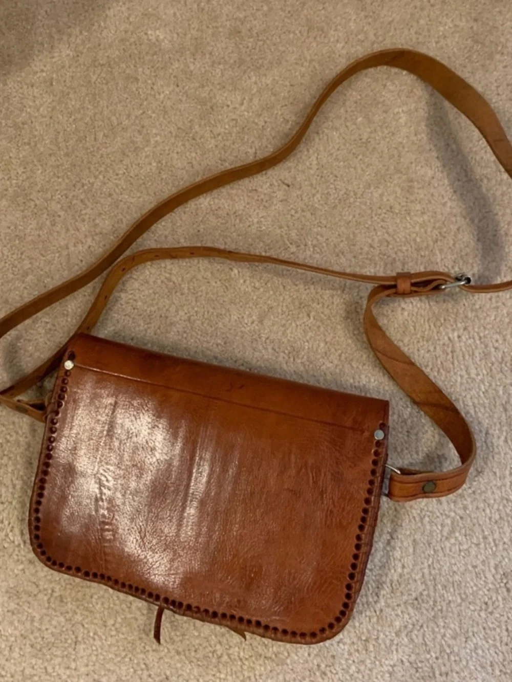 Genuine Leather Handmade Crossbody - Tan/brown - Picture 3 of 6